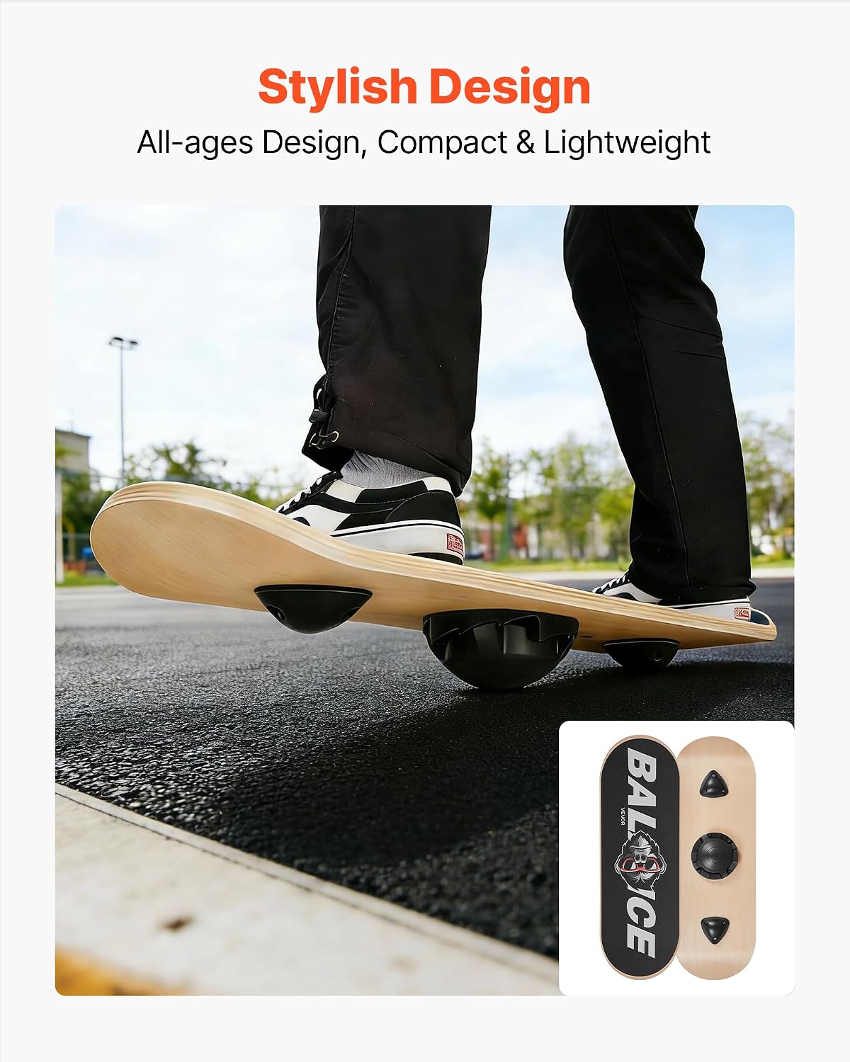 Balance Board, 2-in-1 Wobble Board Trainer for Adults, Premium Wooden Balance Training Equipment, with Roller, Magnetic Stoppers, Storage Rack, for Core Workouts, Surf Trainer & Physical Therapy