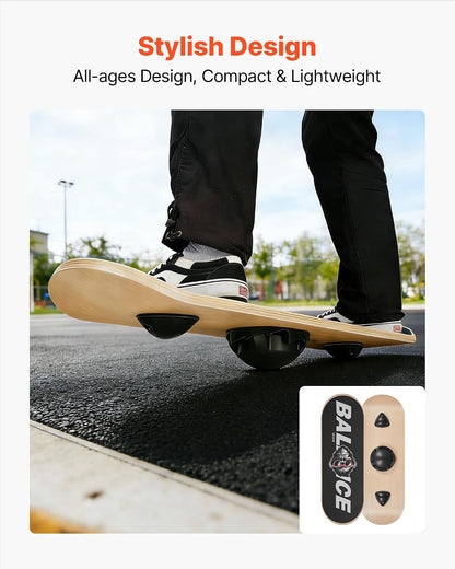 Balance Board, 2-in-1 Wobble Board Trainer for Adults, Premium Wooden Balance Training Equipment, with Roller, Magnetic Stoppers, Storage Rack, for Core Workouts, Surf Trainer & Physical Therapy