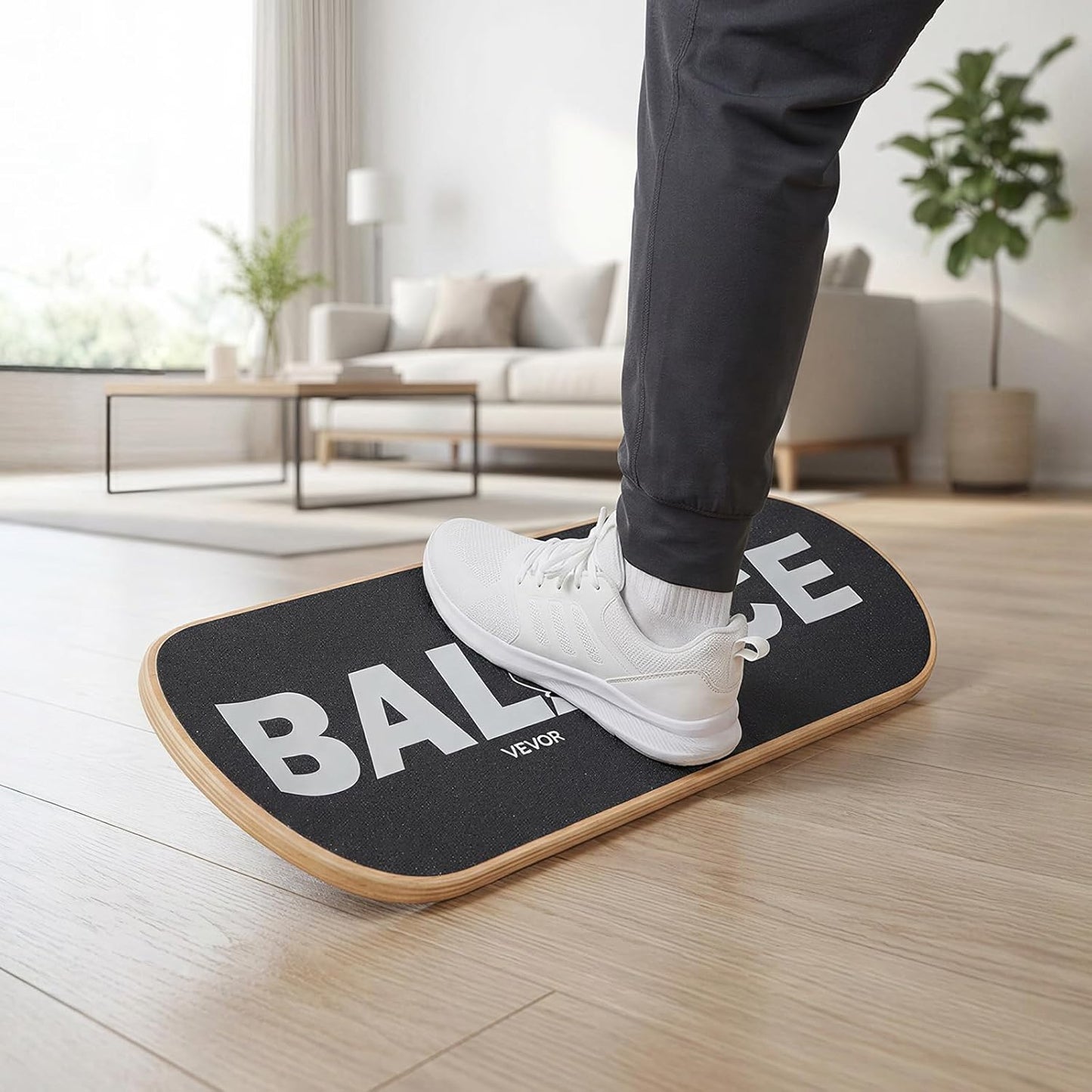 Balance Board, 2-in-1 Wobble Board Trainer for Adults, Premium Wooden Balance Training Equipment, with Roller, Magnetic Stoppers, Storage Rack, for Core Workouts, Surf Trainer & Physical Therapy