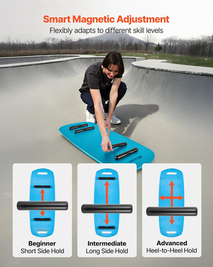 Balance Board, 2-in-1 Wobble Board Trainer for Adults, Premium Wooden Balance Training Equipment, with Roller, Magnetic Stoppers, Storage Rack, for Core Workouts, Surf Trainer & Physical Therapy