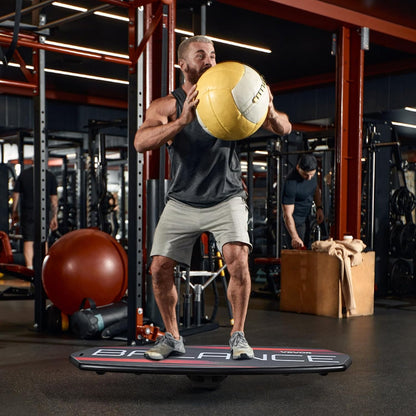 Balance Board, 2-in-1 Wobble Board Trainer for Adults, Premium Wooden Balance Training Equipment, with Roller, Magnetic Stoppers, Storage Rack, for Core Workouts, Surf Trainer & Physical Therapy