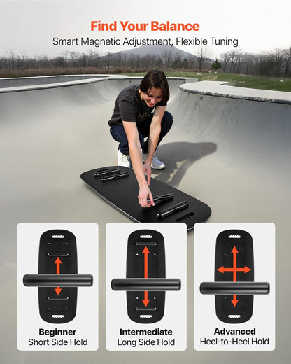 Balance Board, 2-in-1 Wobble Board Trainer for Adults, Premium Wooden Balance Training Equipment, with Roller, Magnetic Stoppers, Storage Rack, for Core Workouts, Surf Trainer & Physical Therapy