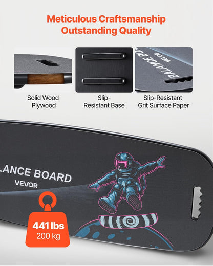 Balance Board, 2-in-1 Wobble Board Trainer for Adults, Premium Wooden Balance Training Equipment, with Roller, Magnetic Stoppers, Storage Rack, for Core Workouts, Surf Trainer & Physical Therapy