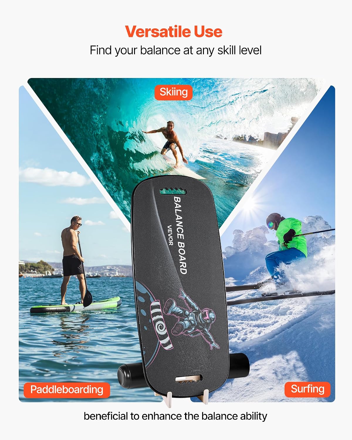 Balance Board, 2-in-1 Wobble Board Trainer for Adults, Premium Wooden Balance Training Equipment, with Roller, Magnetic Stoppers, Storage Rack, for Core Workouts, Surf Trainer & Physical Therapy