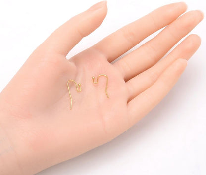 Adabele 100pcs 18K Yellow Gold Plated Ball End Fish Earring Hooks 20mm | Metal Ear Wire Earring Findings, Open Loops to Attach Charms Gemstones Dangles for Craft Jewelry Making