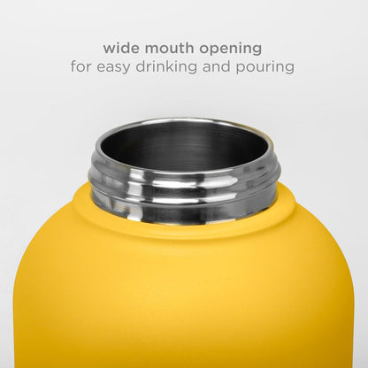 Pup & Me Insulated Stainless Steel Dog Water Bottle, Yellow | Includes Attached Bowl for Water, 32 oz Portable Leakproof Bottle for Pets & Owners, Travel Accessories for Pets
