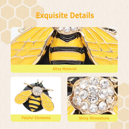 ORIESSE Cute Bee Car Accessories,Bumblebee Car Air Freshener Vent Clips | 2pcs Bling Yellow Bee Alloy Vent Clips Car Decor with Rhinestones,Women Car Air Freshener Car Charm