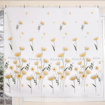 Quilt Set Queen Cute Floral Bedspread Coverlet Yellow Flower Quilts Microfiber Lightweight Summer Bedding Sets Reversible Soft Quilted Bed Cover for All Season(96"x90")