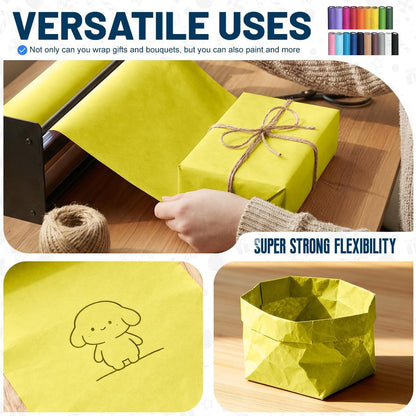 Lemon Yellow Kraft Paper Roll 24" x 2,160" (180') for Gift Wrapping Bouquet Flower Art Painting Craft Writing Packaging Shipping 80GSM 55LB (Lemon Yellow, 24" x 180')