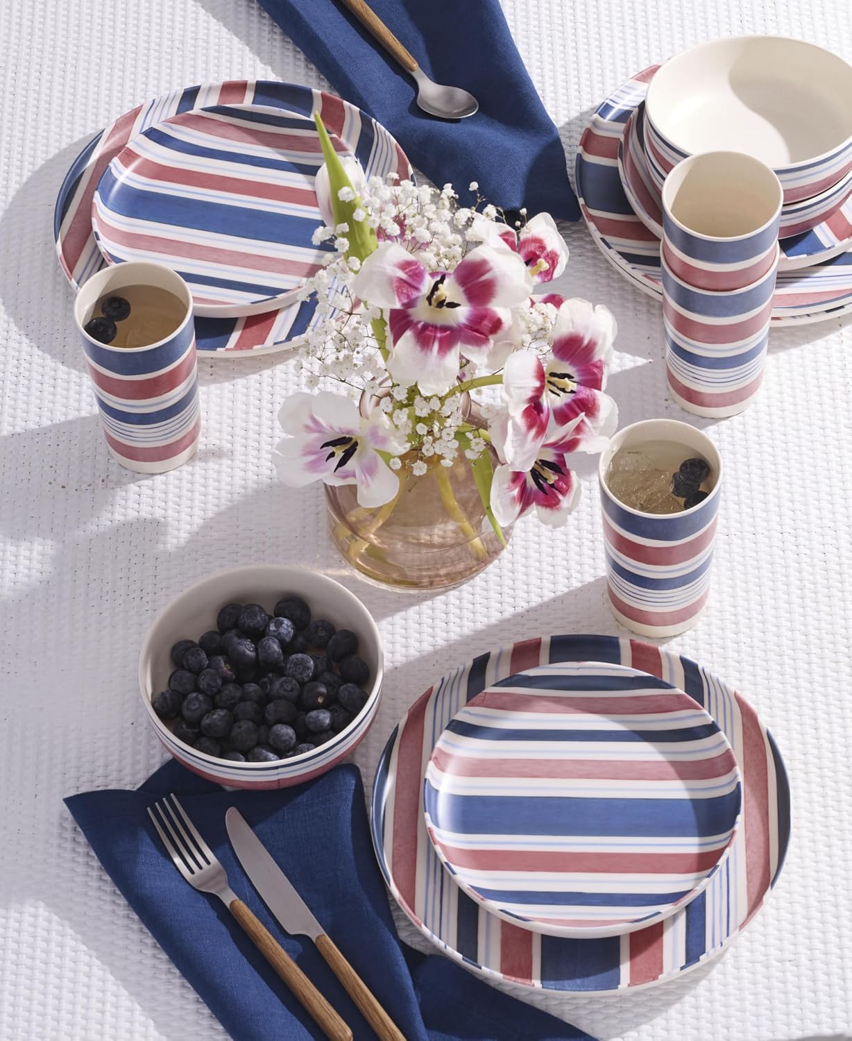 24 Seven Melamine Collection, Dishwasher Safe Melamine Dinnerware and Drinkware, Lemon Pattern, Tumbler Set, 16 oz, 4-Piece