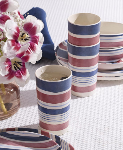 24 Seven Melamine Collection, Dishwasher Safe Melamine Dinnerware and Drinkware, Lemon Pattern, Tumbler Set, 16 oz, 4-Piece