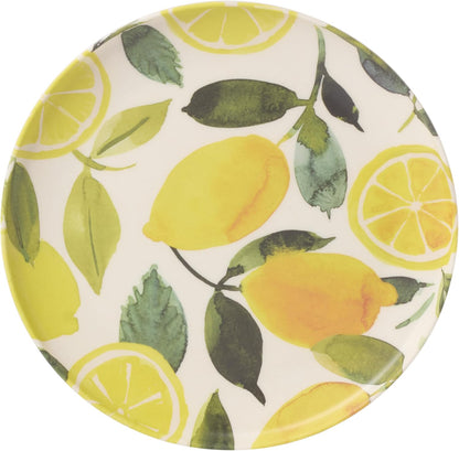 24 Seven Melamine Collection, Dishwasher Safe Melamine Dinnerware and Drinkware, Lemon Pattern, Tumbler Set, 16 oz, 4-Piece