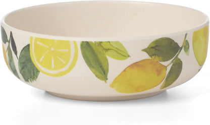 24 Seven Melamine Collection, Dishwasher Safe Melamine Dinnerware and Drinkware, Lemon Pattern, Tumbler Set, 16 oz, 4-Piece