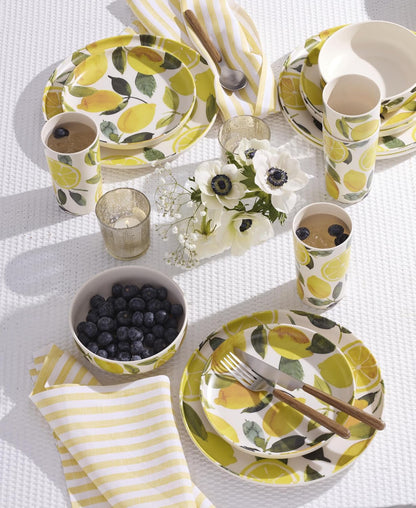 24 Seven Melamine Collection, Dishwasher Safe Melamine Dinnerware and Drinkware, Lemon Pattern, Tumbler Set, 16 oz, 4-Piece