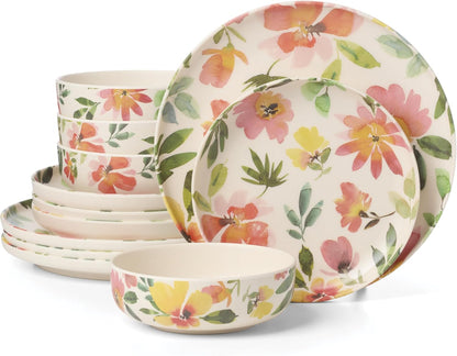 24 Seven Melamine Collection, Dishwasher Safe Melamine Dinnerware and Drinkware, Lemon Pattern, Tumbler Set, 16 oz, 4-Piece