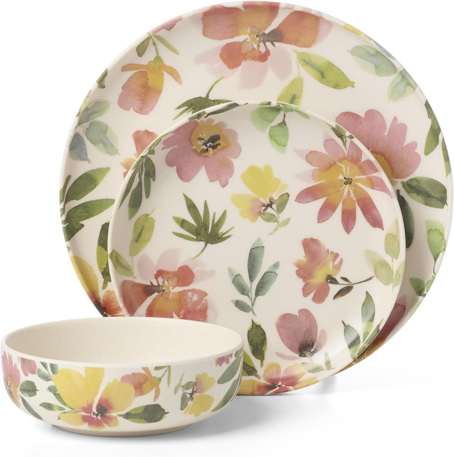24 Seven Melamine Collection, Dishwasher Safe Melamine Dinnerware and Drinkware, Lemon Pattern, Tumbler Set, 16 oz, 4-Piece