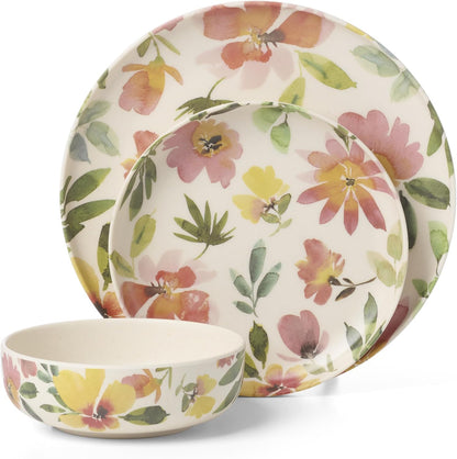 24 Seven Melamine Collection, Dishwasher Safe Melamine Dinnerware and Drinkware, Lemon Pattern, Tumbler Set, 16 oz, 4-Piece
