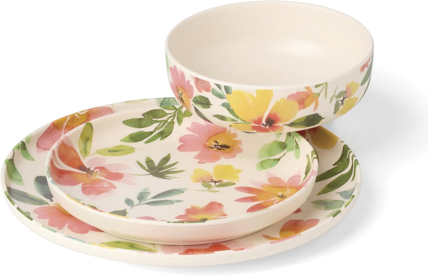 24 Seven Melamine Collection, Dishwasher Safe Melamine Dinnerware and Drinkware, Lemon Pattern, Tumbler Set, 16 oz, 4-Piece