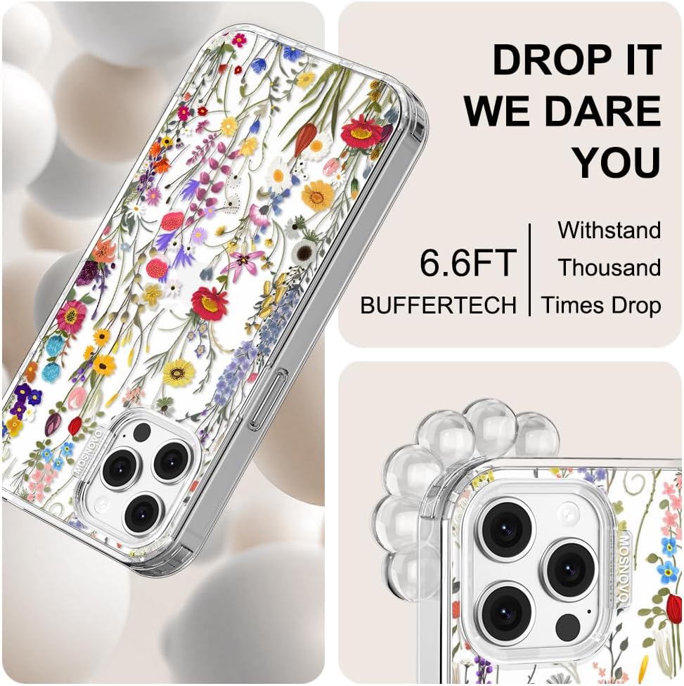 Case for iPhone 13 Pro Max, [Buffertech 6.6ft Military-Grade Drop Protection] [Anti Peel Off Tech] Clear TPU Bumper Phone Case Cover Design - Lemon - Colors A