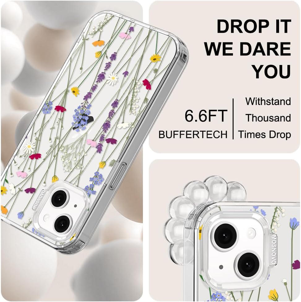 Case for iPhone 13 Pro Max, [Buffertech 6.6ft Military-Grade Drop Protection] [Anti Peel Off Tech] Clear TPU Bumper Phone Case Cover Design - Lemon - Colors A
