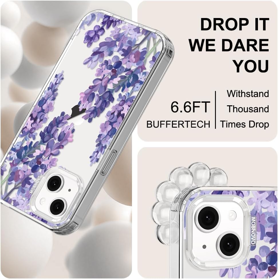 Case for iPhone 13 Pro Max, [Buffertech 6.6ft Military-Grade Drop Protection] [Anti Peel Off Tech] Clear TPU Bumper Phone Case Cover Design - Lemon - Colors A