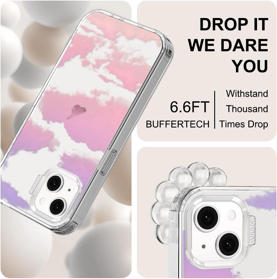 Case for iPhone 13 Pro Max, [Buffertech 6.6ft Military-Grade Drop Protection] [Anti Peel Off Tech] Clear TPU Bumper Phone Case Cover Design - Lemon - Colors A