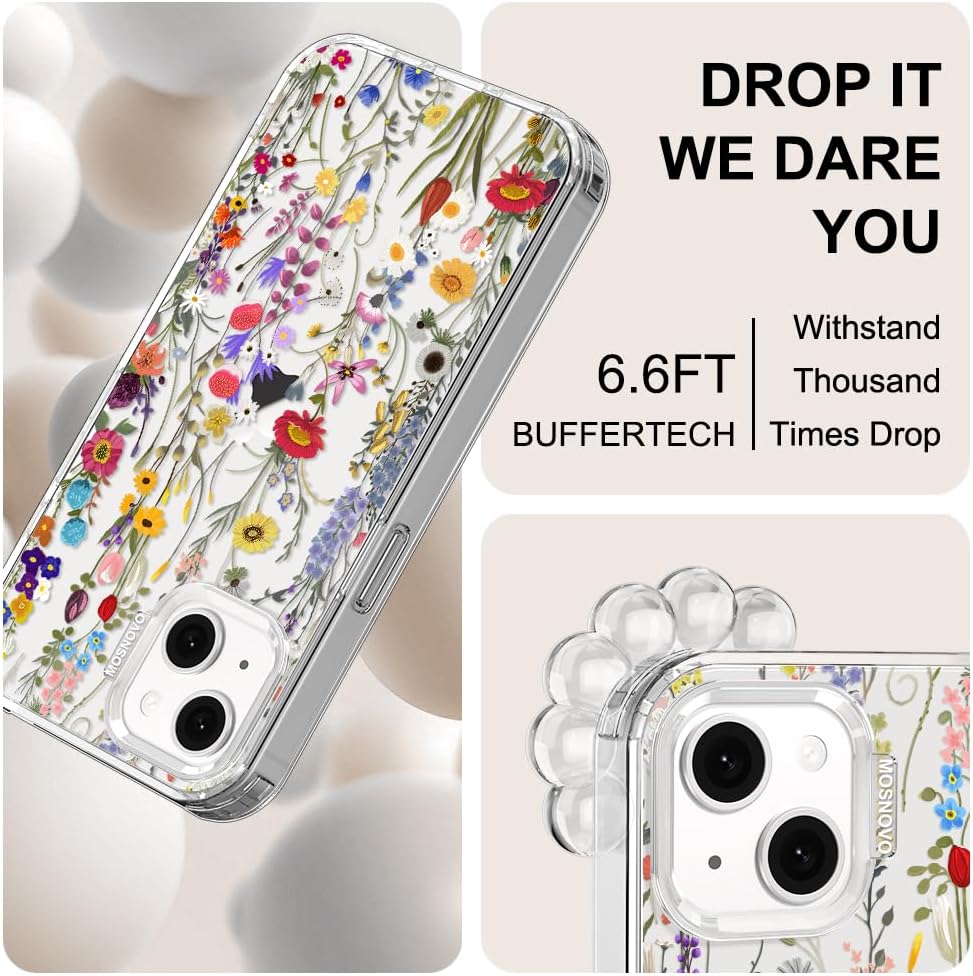 Case for iPhone 13 Pro Max, [Buffertech 6.6ft Military-Grade Drop Protection] [Anti Peel Off Tech] Clear TPU Bumper Phone Case Cover Design - Lemon - Colors A