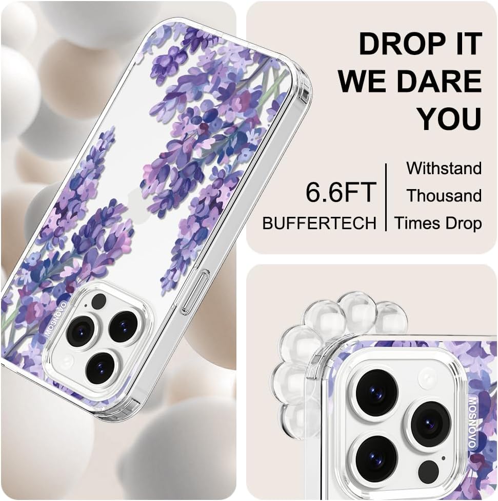 Case for iPhone 13 Pro Max, [Buffertech 6.6ft Military-Grade Drop Protection] [Anti Peel Off Tech] Clear TPU Bumper Phone Case Cover Design - Lemon - Colors A