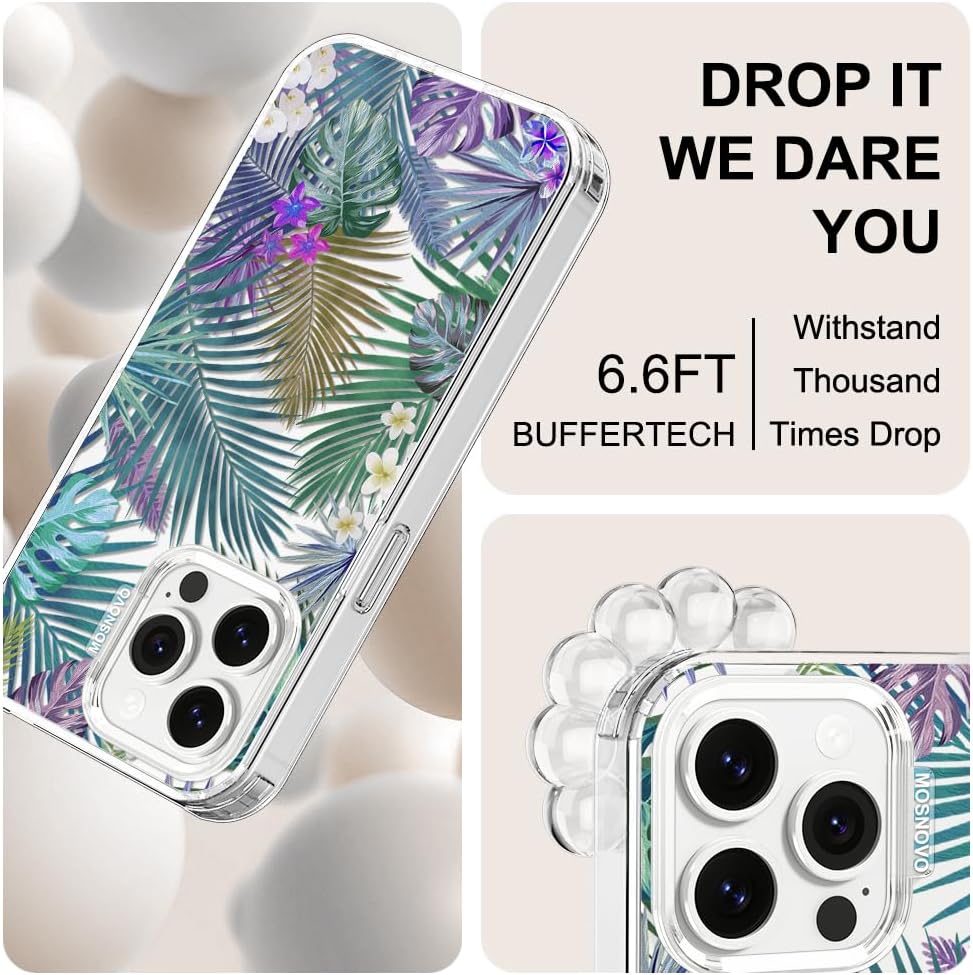 Case for iPhone 13 Pro Max, [Buffertech 6.6ft Military-Grade Drop Protection] [Anti Peel Off Tech] Clear TPU Bumper Phone Case Cover Design - Lemon - Colors A