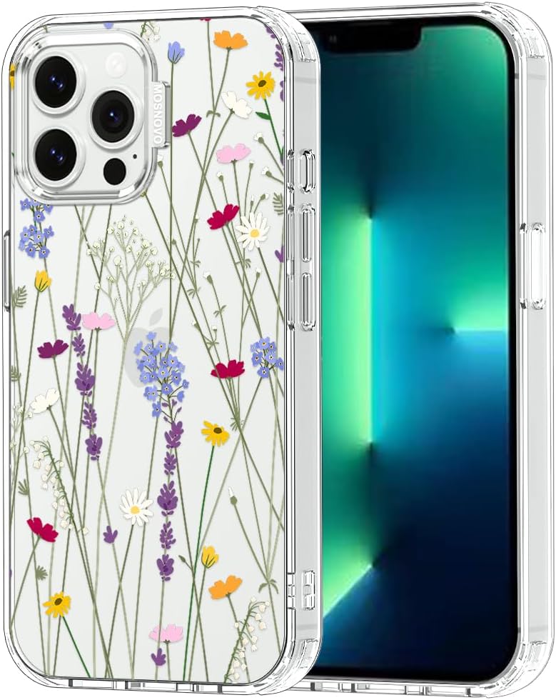 Case for iPhone 13 Pro Max, [Buffertech 6.6ft Military-Grade Drop Protection] [Anti Peel Off Tech] Clear TPU Bumper Phone Case Cover Design - Lemon - Colors A