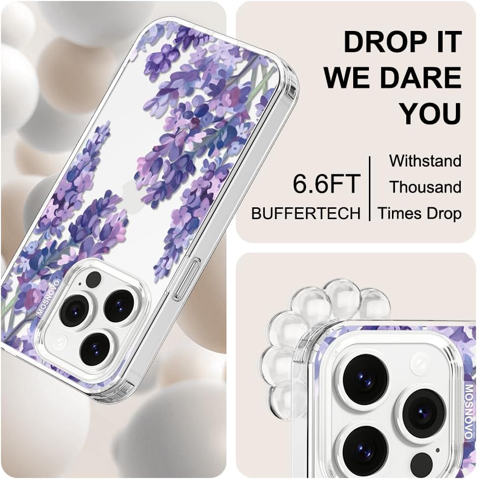 Case for iPhone 13 Pro Max, [Buffertech 6.6ft Military-Grade Drop Protection] [Anti Peel Off Tech] Clear TPU Bumper Phone Case Cover Design - Lemon - Colors A