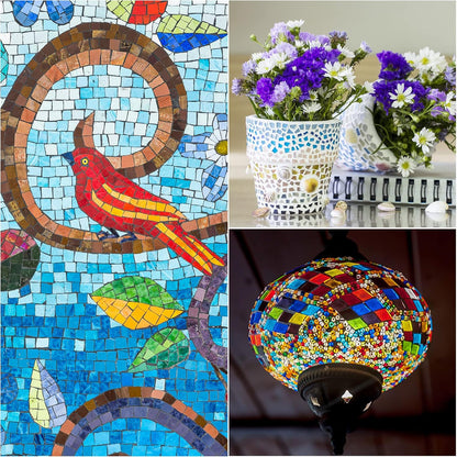 Mosaic Tiles, Micro Glass Tiny Mini Mosaic Tile DIY Hobbies Handmade Crystal Free Stone Craft Material Creativity (Dull Yellow Pack of 100g)