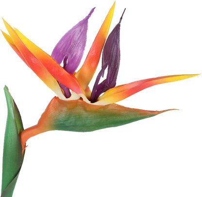 2 Pcs 32'' Artificial Bird of Paradise Flowers Plants for Home Garden Wedding Party Decor (Orange)