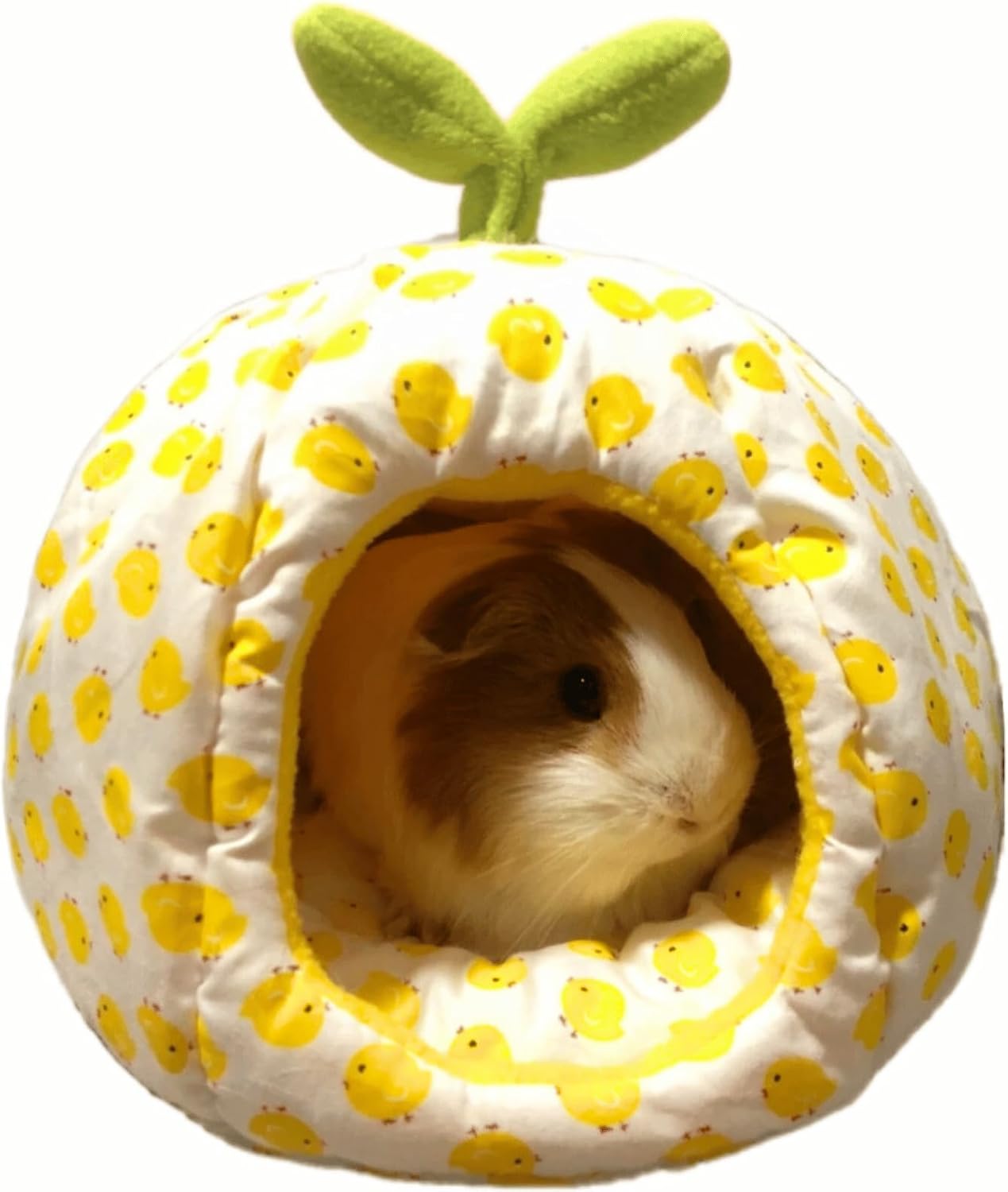 Small Animal Beds, Hamster Bed Cage Accessories Supplies, Rat Hideout Semi-Enclosed Winter Cartoon Nest for Dwarf Hamsters Gerbils Chipmunks (Yellow A,X-Small)