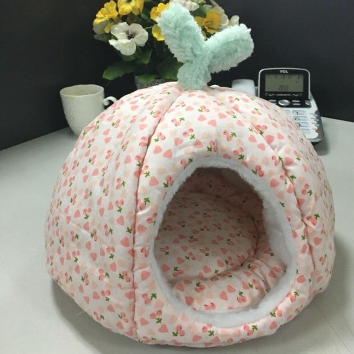 Small Animal Beds, Hamster Bed Cage Accessories Supplies, Rat Hideout Semi-Enclosed Winter Cartoon Nest for Dwarf Hamsters Gerbils Chipmunks (Yellow A,X-Small)