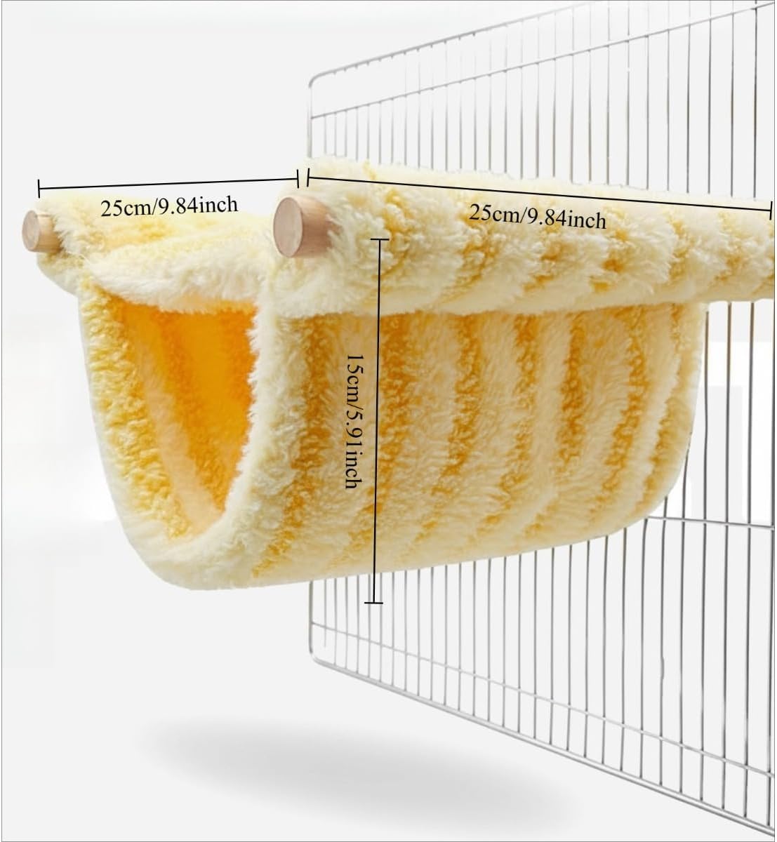 Hanging Hamster Bed Small Pets Winter Hideout Plush Warm Hamster Cotton Nest for Guinea Pig Ferret Cage Accessories (Yellow,Small)