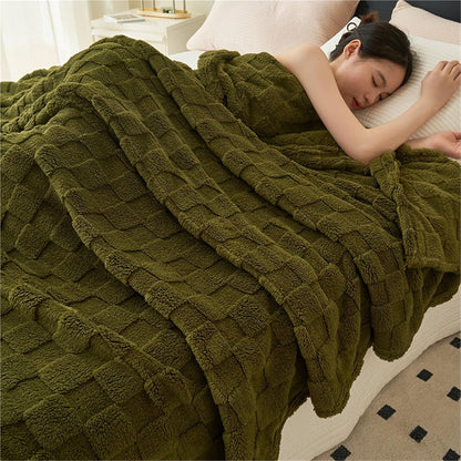 Luxury Faux Rabbit Fur Blanket, Super Soft, Cozy Fleece Thick Warm Throw for Winter, Machine Washable Double-Sided Fluffy Blanket Home Decor(Yellow,130x160cm(51x63inch))