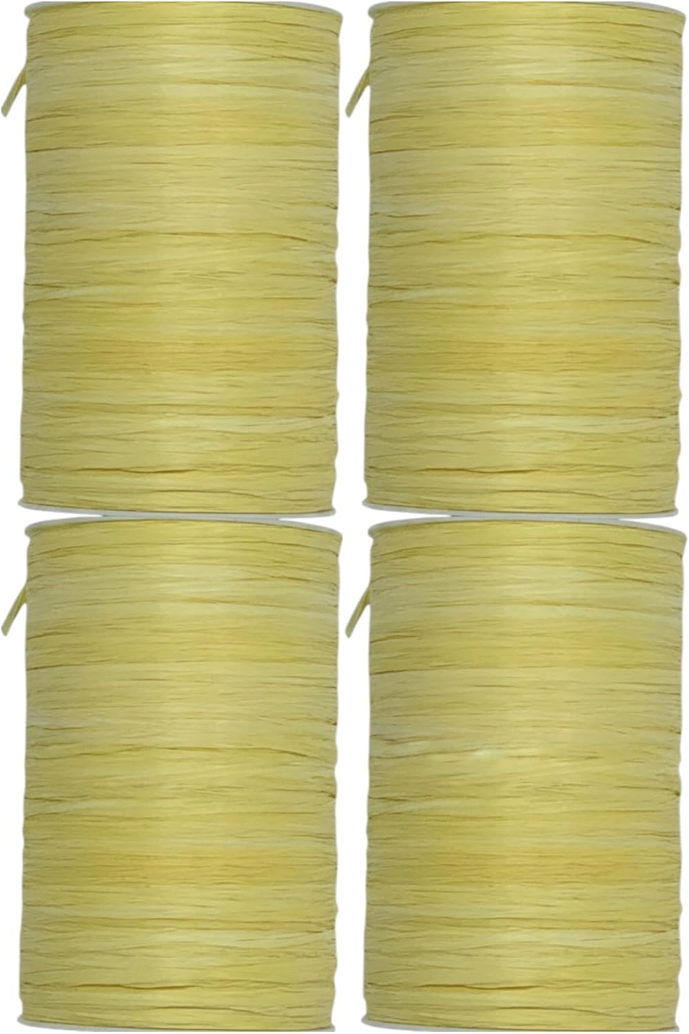 Value Pack 4 Rolls, Total 400 Yards (1200 Feet), 32 Colors Available, Matte Rayon Raffia Ribbon, 1/4 Inch x 100 Yards Each Roll, for Crafts, Gift Packing, Wedding, Florist Bouquet (Harvest Gold)