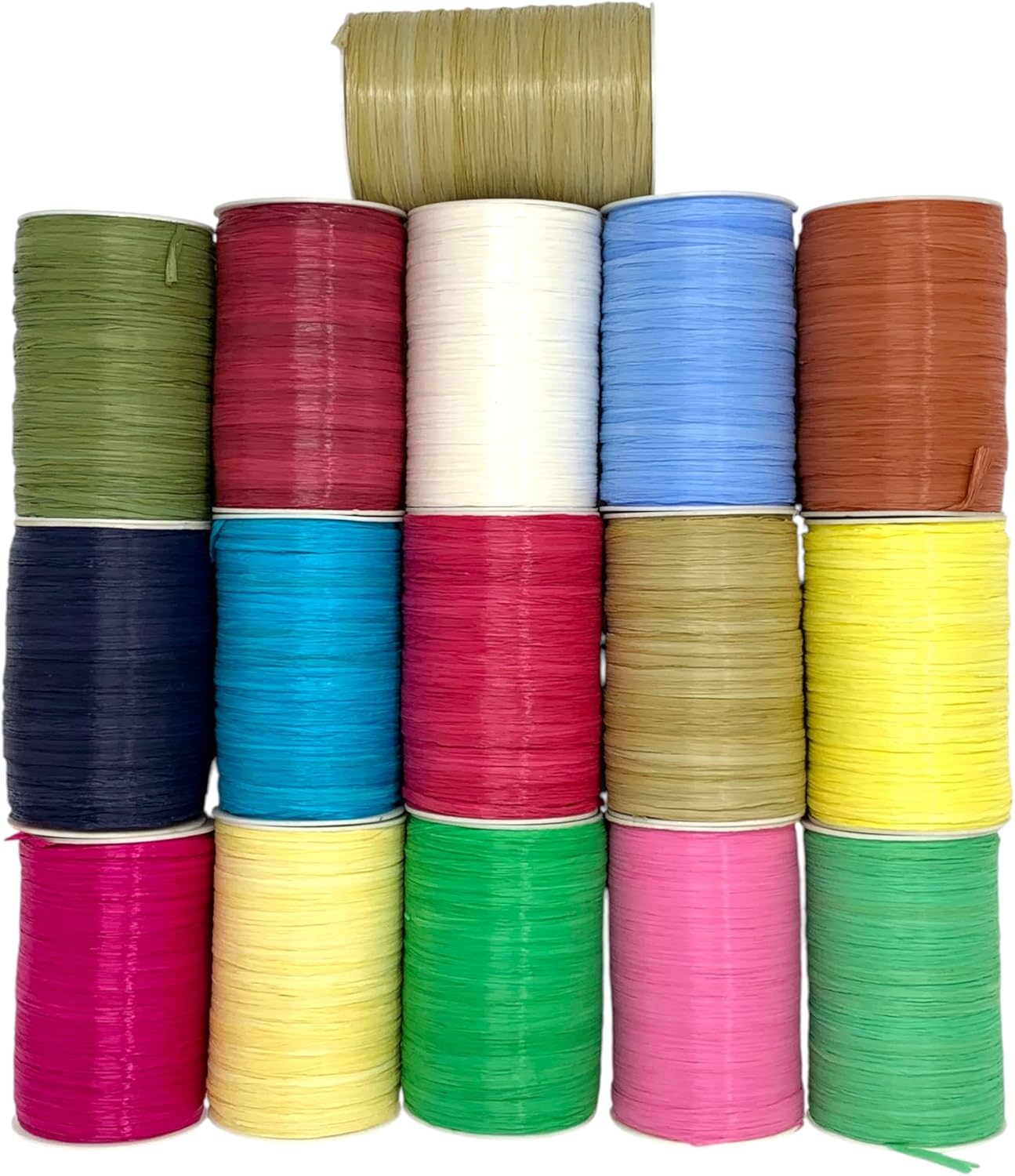 Value Pack 4 Rolls, Total 400 Yards (1200 Feet), 32 Colors Available, Matte Rayon Raffia Ribbon, 1/4 Inch x 100 Yards Each Roll, for Crafts, Gift Packing, Wedding, Florist Bouquet (Harvest Gold)