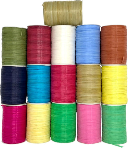 Value Pack 4 Rolls, Total 400 Yards (1200 Feet), 32 Colors Available, Matte Rayon Raffia Ribbon, 1/4 Inch x 100 Yards Each Roll, for Crafts, Gift Packing, Wedding, Florist Bouquet (Harvest Gold)