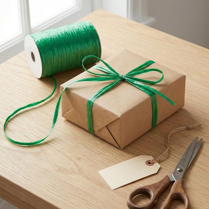 Value Pack 4 Rolls, Total 400 Yards (1200 Feet), 32 Colors Available, Matte Rayon Raffia Ribbon, 1/4 Inch x 100 Yards Each Roll, for Crafts, Gift Packing, Wedding, Florist Bouquet (Harvest Gold)
