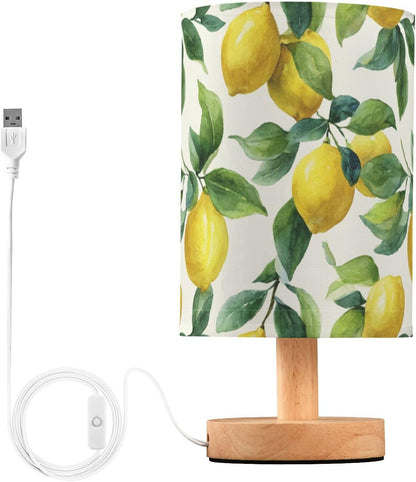 Bedside Table Lamp Lemon Yellow Citrus Fruits (67) Kids Nightstand Lamp Night Light Fabric Shade for Bedroom Living Room Home Office