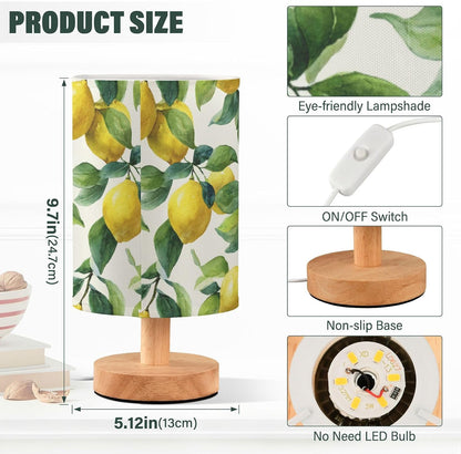 Bedside Table Lamp Lemon Yellow Citrus Fruits (67) Kids Nightstand Lamp Night Light Fabric Shade for Bedroom Living Room Home Office
