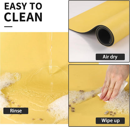 Dog Food Mat - Absorbent Cat Mat for Food and Water, No Stains Pet Feeding Bowl Mat, Easy to Clean Pet Placemats, Quick Dry Dog Water Dispenser Mat for Messy Drinkers | Paw Yellow 12"x 19"
