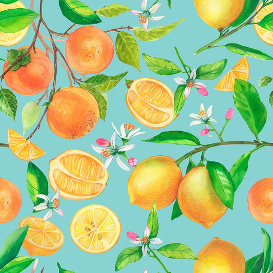 Peel and Stick Orange Fruit Watercolor Lemon Orange Print Wallpaper Self Adhesive Removable Renter Friendly Contact Paper 17.7"x100" for Nursery Pantry Cabinets Walls