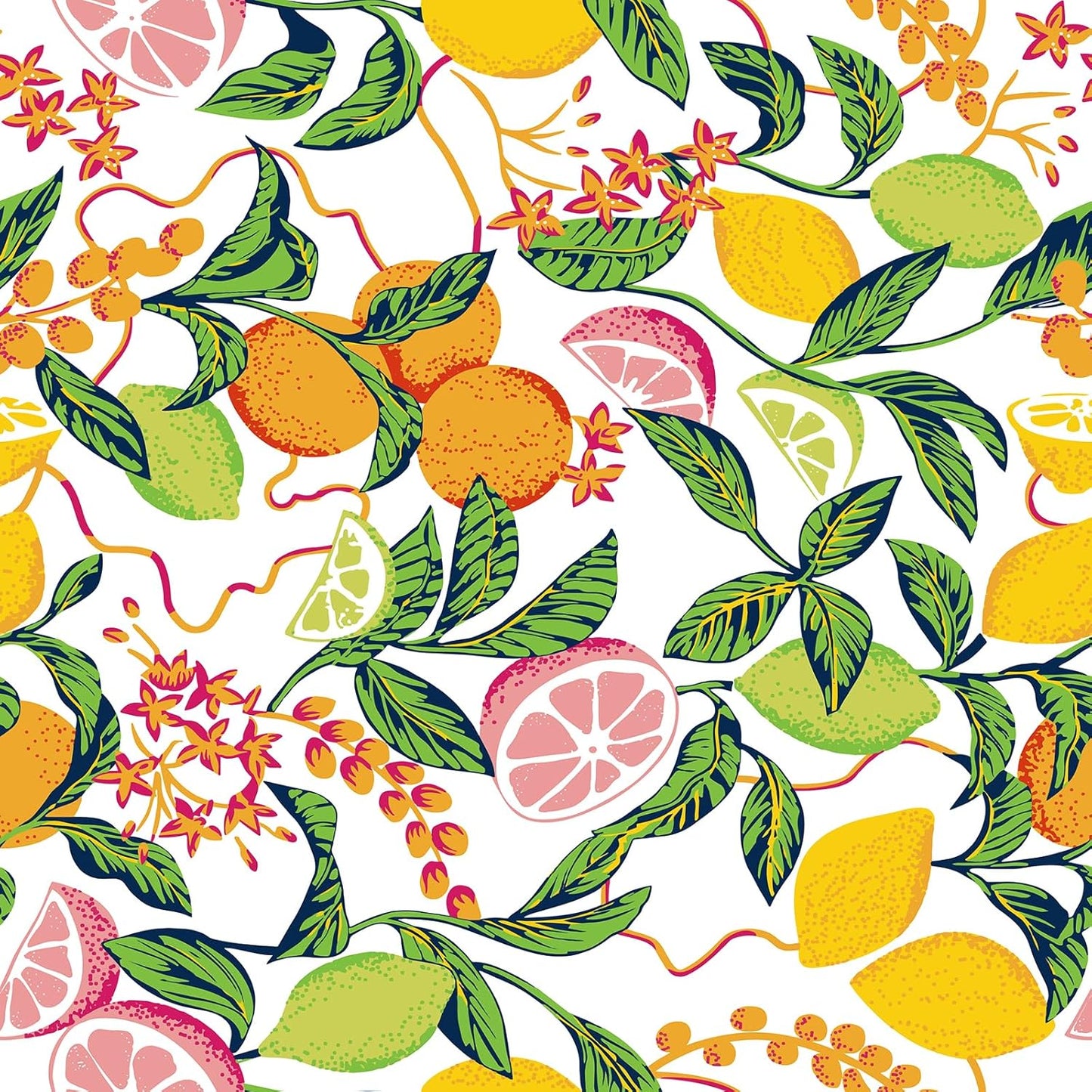 Peel and Stick Orange Fruit Watercolor Lemon Orange Print Wallpaper Self Adhesive Removable Renter Friendly Contact Paper 17.7"x100" for Nursery Pantry Cabinets Walls