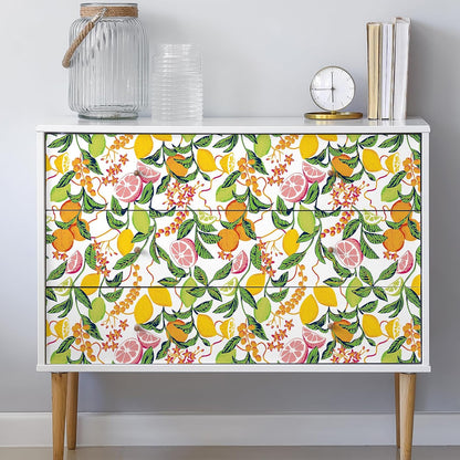Peel and Stick Orange Fruit Watercolor Lemon Orange Print Wallpaper Self Adhesive Removable Renter Friendly Contact Paper 17.7"x100" for Nursery Pantry Cabinets Walls