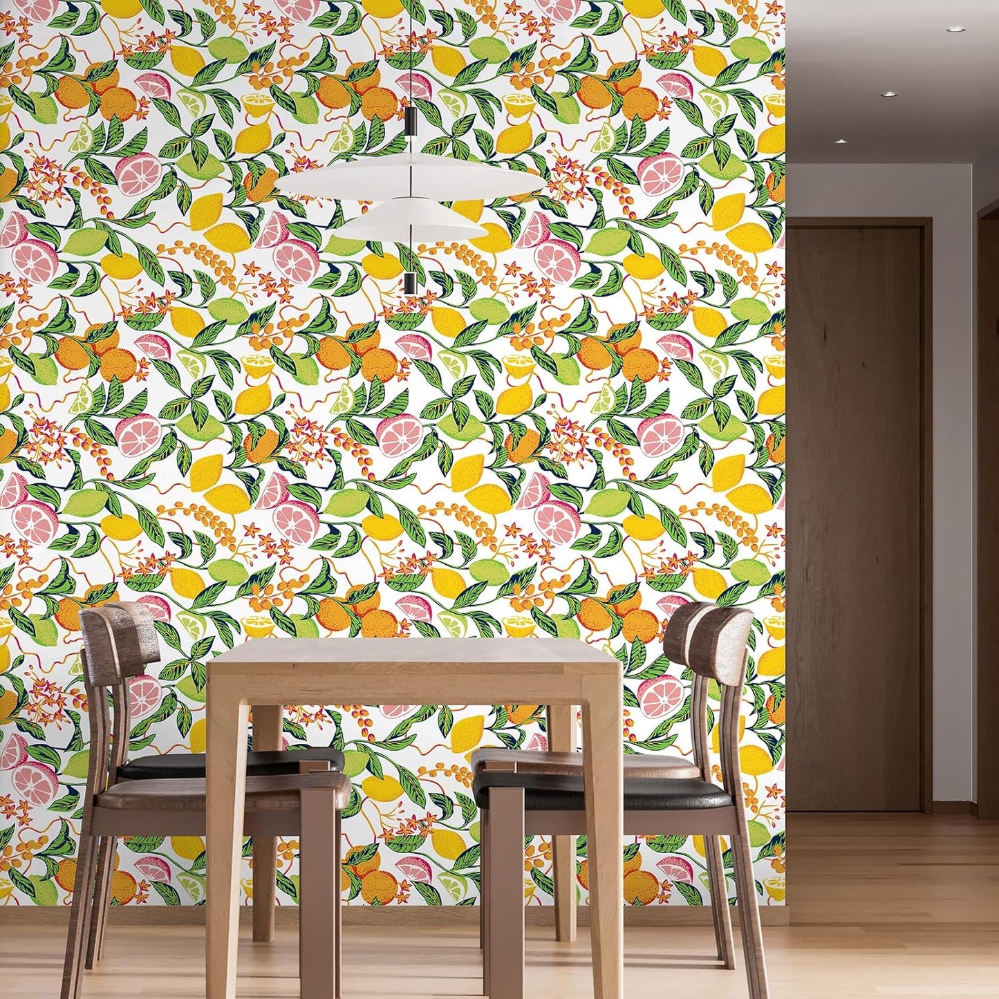 Peel and Stick Orange Fruit Watercolor Lemon Orange Print Wallpaper Self Adhesive Removable Renter Friendly Contact Paper 17.7"x100" for Nursery Pantry Cabinets Walls