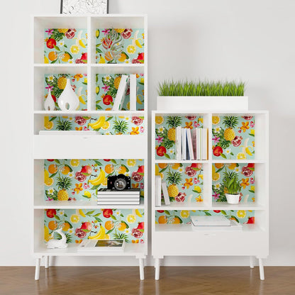 Peel and Stick Orange Fruit Watercolor Lemon Orange Print Wallpaper Self Adhesive Removable Renter Friendly Contact Paper 17.7"x100" for Nursery Pantry Cabinets Walls
