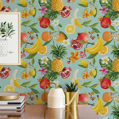 Peel and Stick Orange Fruit Watercolor Lemon Orange Print Wallpaper Self Adhesive Removable Renter Friendly Contact Paper 17.7"x100" for Nursery Pantry Cabinets Walls
